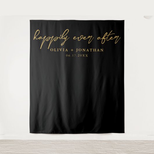 Glücklicherweise immer nach elegantem Script-Hochz Wandteppich (Vorderseite)