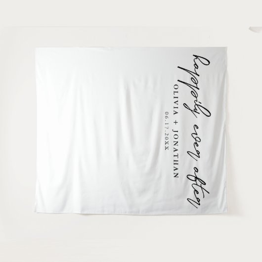 Glücklicherweise immer nach elegantem Script-Hochz Wandteppich (Vorderseite (Horizontal))