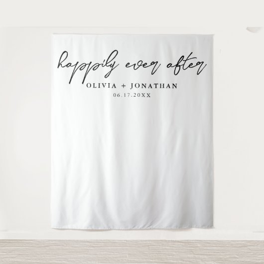 Glücklicherweise immer nach elegantem Script-Hochz Wandteppich (Vorderseite)