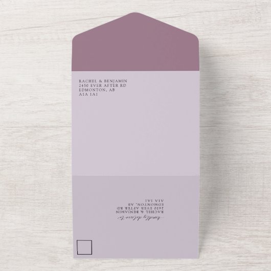 Glücklicherweise immer nach eleganter Lila Hochzei All In One Einladung (Außenbereich)