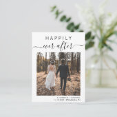 Glücklicherweise immer nach Elopement Hochzeit Ankündigungspostkarte (Stehend Vorderseite)