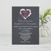 Glücklicherweise immer nach Glitterie Pink Hearts Einladung (Stehend Vorderseite)