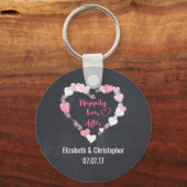 Glücklicherweise immer nach Glitterie Pink Hearts  Schlüsselanhänger (Vorderseite)