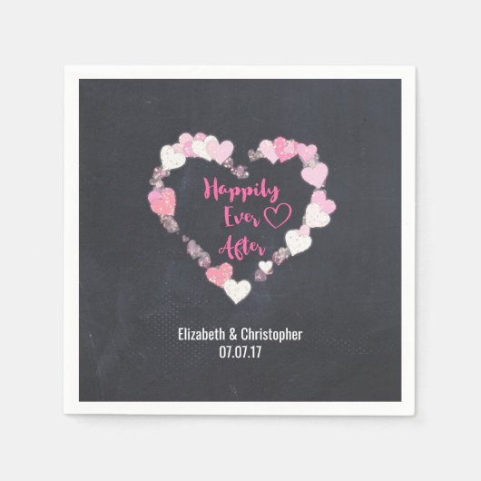 Glücklicherweise immer nach Glitterie Pink Hearts  Serviette (Vorderseite)