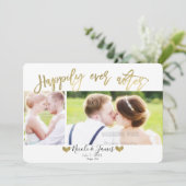 Glücklicherweise immer nach Gold 2 Foto Hochzeit V Einladung (Stehend Vorderseite)