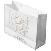 Glücklicherweise immer nach Gold-Kalligrafie-Scrip Große Geschenktüte (Vorderseite Schrägansicht)