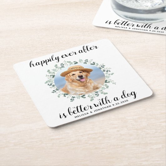 Glücklicherweise immer nach Grün Haustier Foto Hoc Rechteckiger Pappuntersetzer (angewinkelt)