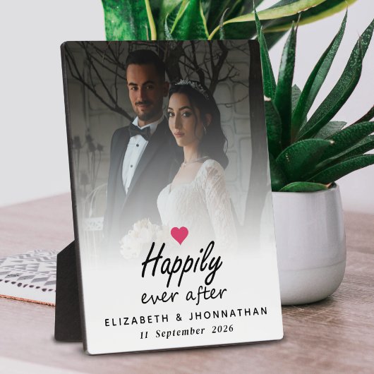 Glücklicherweise immer nach heiß rosa Herz und Fot Fotoplatte