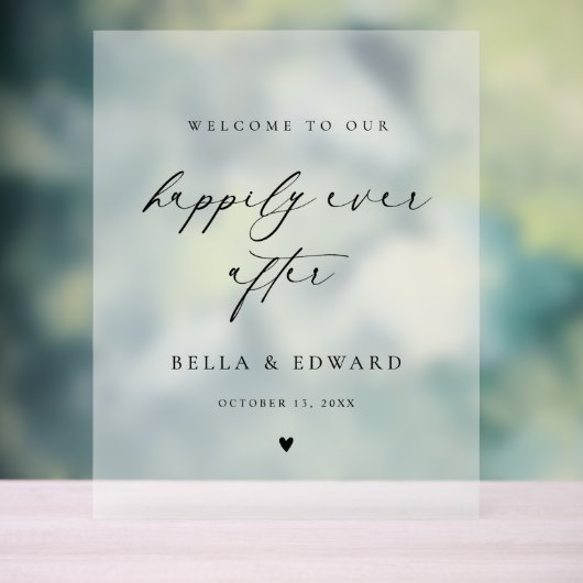 Glücklicherweise immer nach Hochzeit Begrüßung Emp Acrylschild (Neutral)