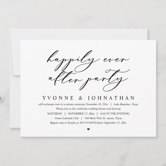 Glücklicherweise immer nach Hochzeit Elopement Din Einladung (Vorderseite)
