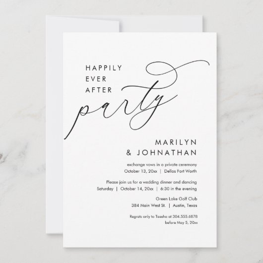 Glücklicherweise immer nach Hochzeit Elopement Din Einladung (Vorderseite)