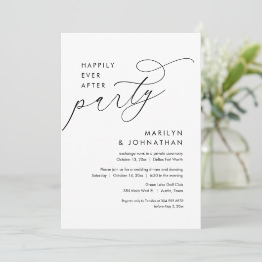 Glücklicherweise immer nach Hochzeit Elopement Din Einladung (Stehend Vorderseite)