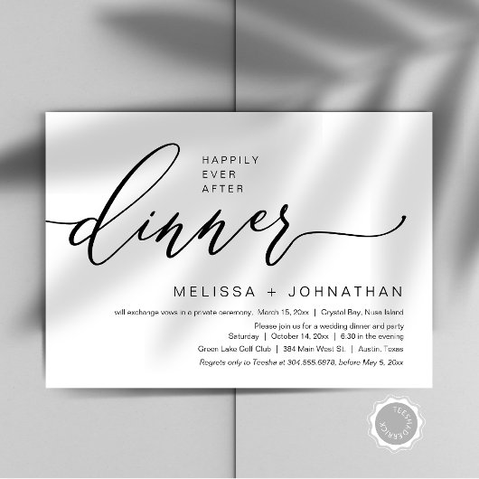 Glücklicherweise immer nach Hochzeit Elopement Din Einladung