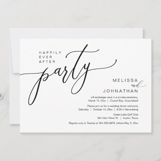 Glücklicherweise immer nach Hochzeit Elopement Din Einladung (Vorderseite)