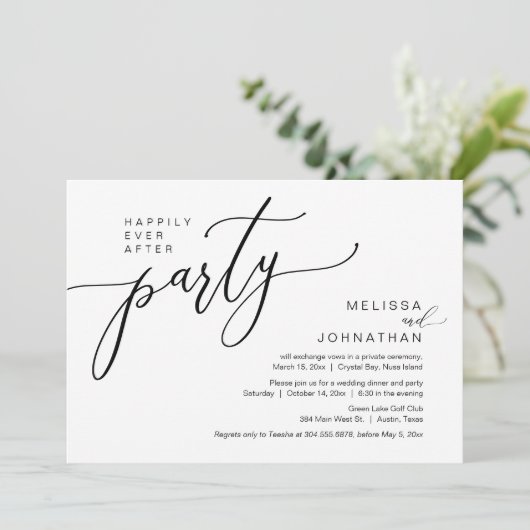 Glücklicherweise immer nach Hochzeit Elopement Din Einladung (Stehend Vorderseite)