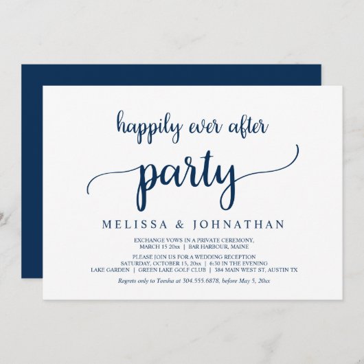 Glücklicherweise immer nach Hochzeit Elopement Par Einladung (Vorne/Hinten)