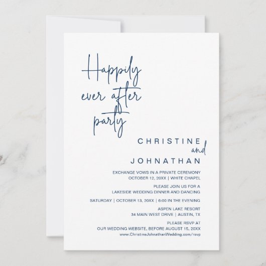 Glücklicherweise immer nach Hochzeit Elopement Par Einladung (Vorderseite)