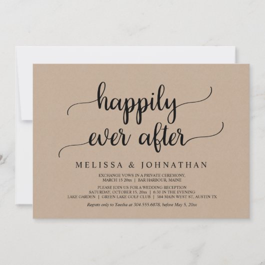 Glücklicherweise immer nach Hochzeit Elopement Par Einladung (Vorderseite)