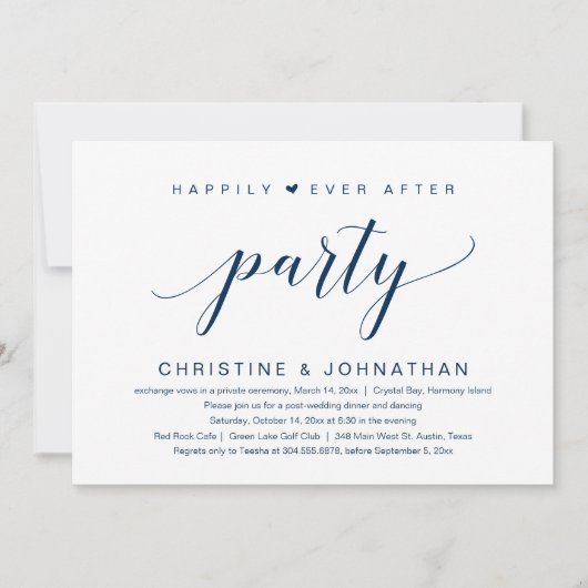 Glücklicherweise immer nach Hochzeit Elopement Par Einladung (Vorderseite)
