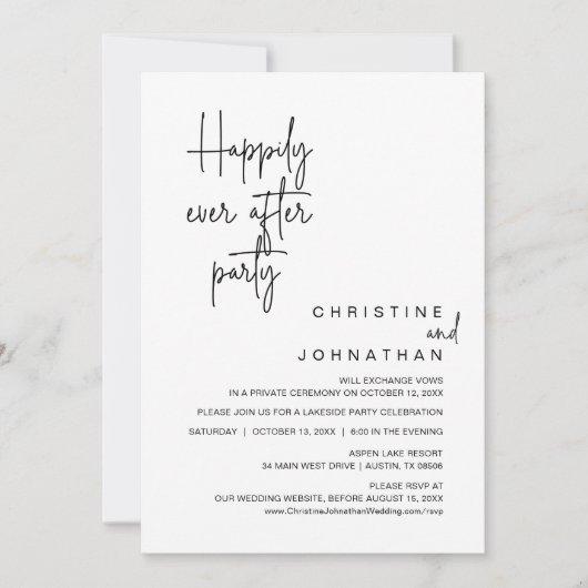 Glücklicherweise immer nach Hochzeit Elopement Par Einladung (Vorderseite)