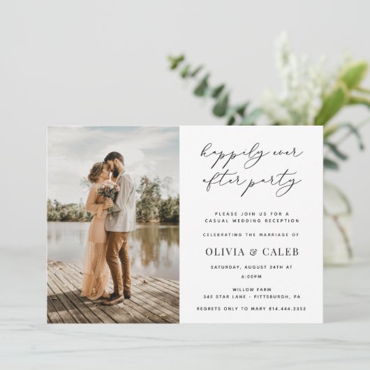 Glücklicherweise immer nach Hochzeit Empfang Einladung (Stehend Vorderseite)