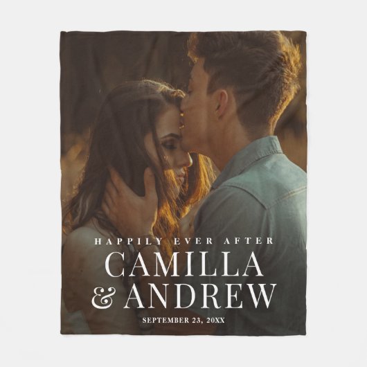 Glücklicherweise immer nach Hochzeit Foto Fleecedecke (Vorderseite)