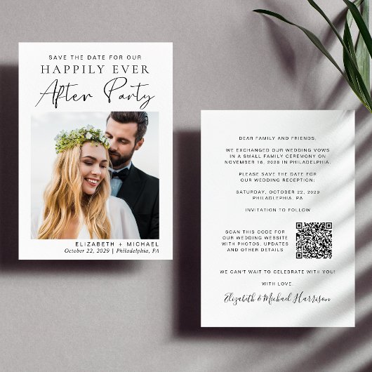Glücklicherweise immer nach Hochzeit Foto QR Code Save The Date