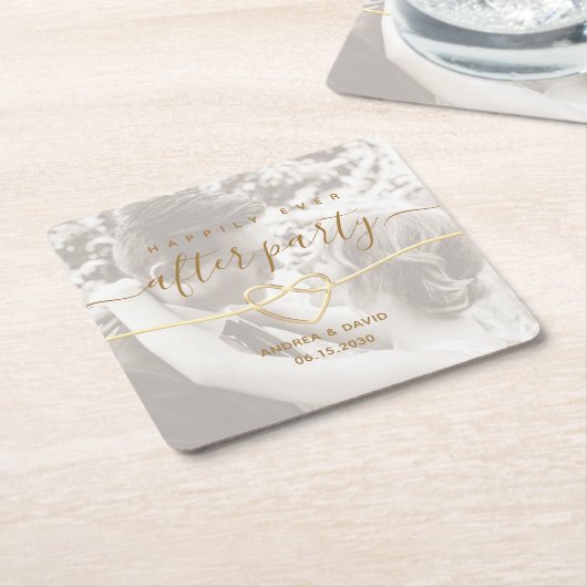 Glücklicherweise immer nach Hochzeit Foto Rechteckiger Pappuntersetzer (angewinkelt)