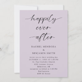 Glücklicherweise immer nach Hochzeit Lila Script E Einladung