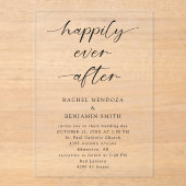 Glücklicherweise immer nach Hochzeit Minimal Scrip Acryleinladungen (Vorderseite)