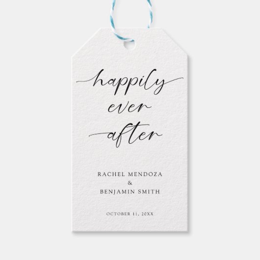 Glücklicherweise immer nach Hochzeit Minimal Scrip Geschenkanhänger (Vorderseite)