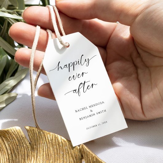 Glücklicherweise immer nach Hochzeit Minimal Scrip Geschenkanhänger