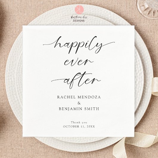 Glücklicherweise immer nach Hochzeit Minimal Scrip Serviette