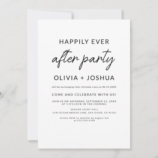 Glücklicherweise immer nach Hochzeit Party Empfang Einladung (Vorderseite)
