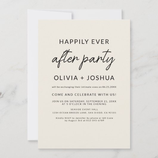 Glücklicherweise immer nach Hochzeit Party QR Code Einladung (Vorderseite)