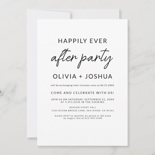 Glücklicherweise immer nach Hochzeit Party QR Code Einladung (Vorderseite)