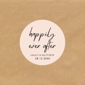 Glücklicherweise immer nach Hochzeit rosa Runder Aufkleber