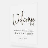 Glücklicherweise immer nach Hochzeit Willkommen Ma Acrylschild (Winkel)