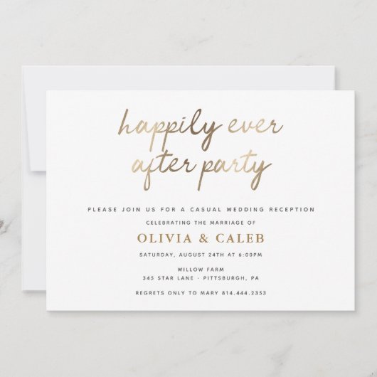 Glücklicherweise immer nach Hochzeitsempfang Einladung (Vorderseite)