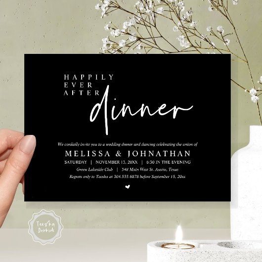 Glücklicherweise immer nach Hochzeitsessen Party T Einladung