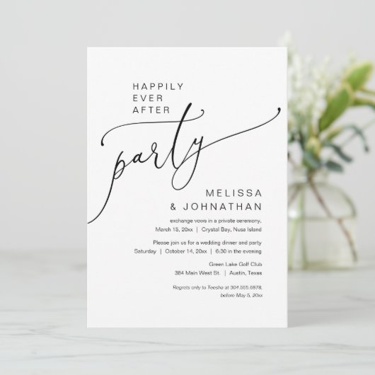 Glücklicherweise immer nach Hochzeitstag Elopement Einladung (Stehend Vorderseite)