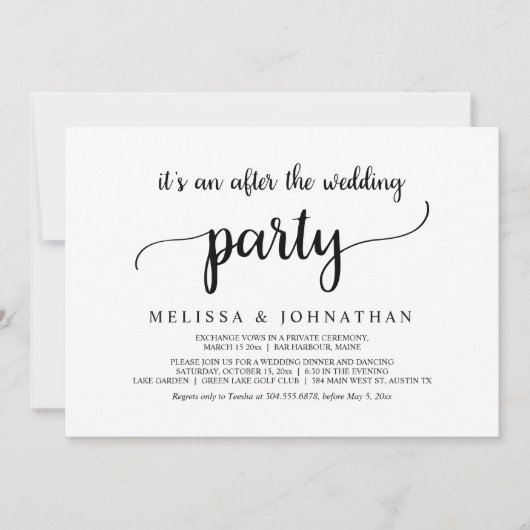 Glücklicherweise immer nach Hochzeitstag Elopement Einladung (Vorderseite)