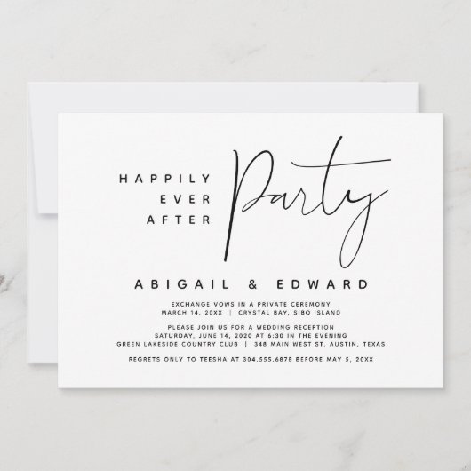 Glücklicherweise immer nach Hochzeitstag Elopement Einladung (Vorderseite)