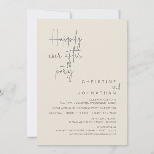 Glücklicherweise immer nach Hochzeitstag Elopement Einladung (Vorderseite)