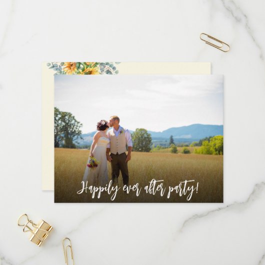 Glücklicherweise immer nach Lässiger Hochzeitsempf Einladungspostkarte (Vorderseite/Rückseite Beispiel)