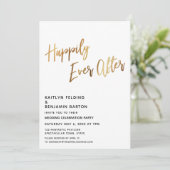 Glücklicherweise immer nach Minimal Gold Script Em Einladung (Stehend Vorderseite)