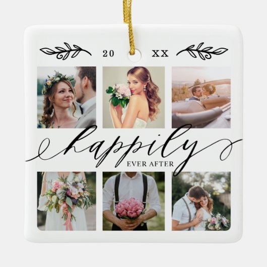 Glücklicherweise immer nach Neuauflage Hochzeit Fo Keramikornament (Vorderseite)