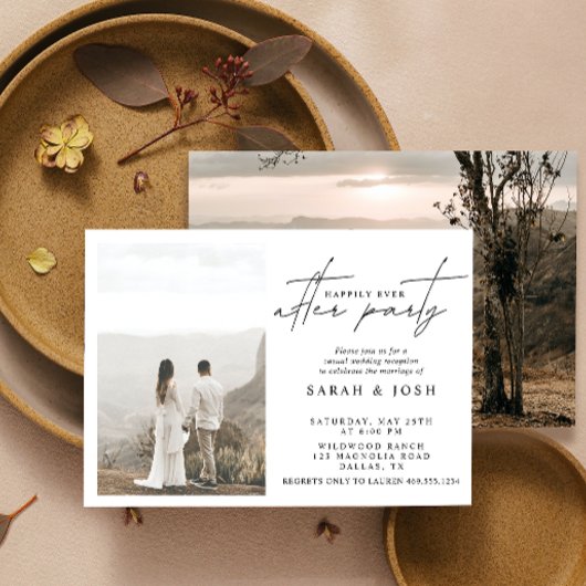 Glücklicherweise immer nach Party 2 Foto Hochzeit  Ankündigung