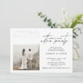 Glücklicherweise immer nach Party 2 Foto Hochzeit Ankündigung (Stehend Vorderseite)