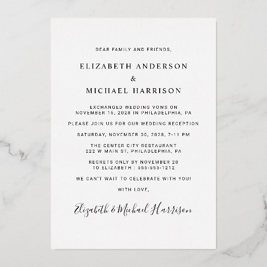 Glücklicherweise immer nach Party Arch Foto Hochze Folieneinladung (Rückseite)